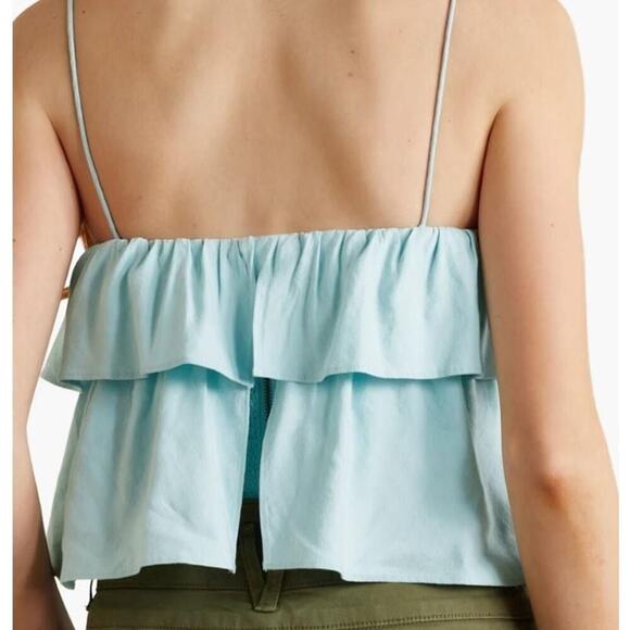 ALICE + OLIVIA Marylynn cropped tiered linen blend top size 8 - Picture 2 of 6